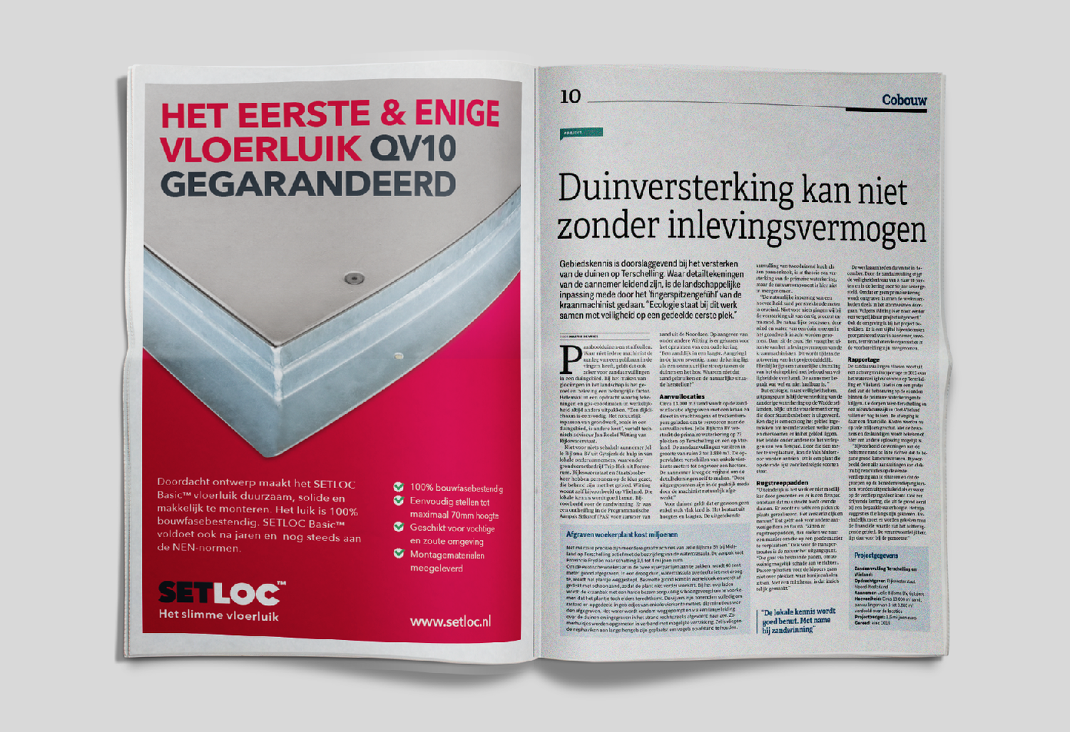 SETLOC advertentie groot in cobouw